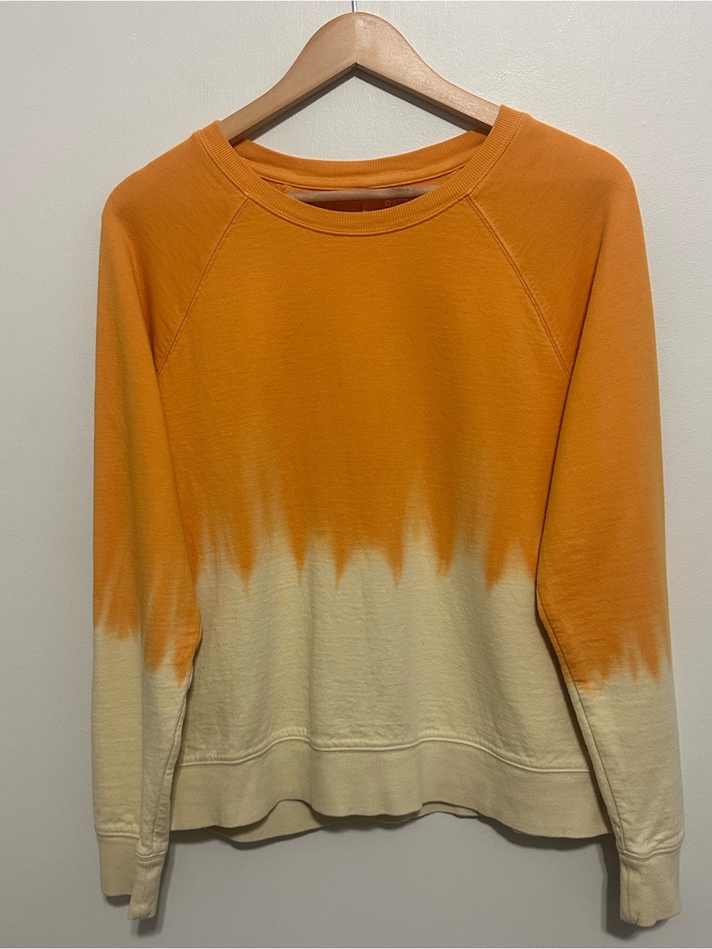 Athleta Orange and Cream Dip-Dye Crew Sweatshirt